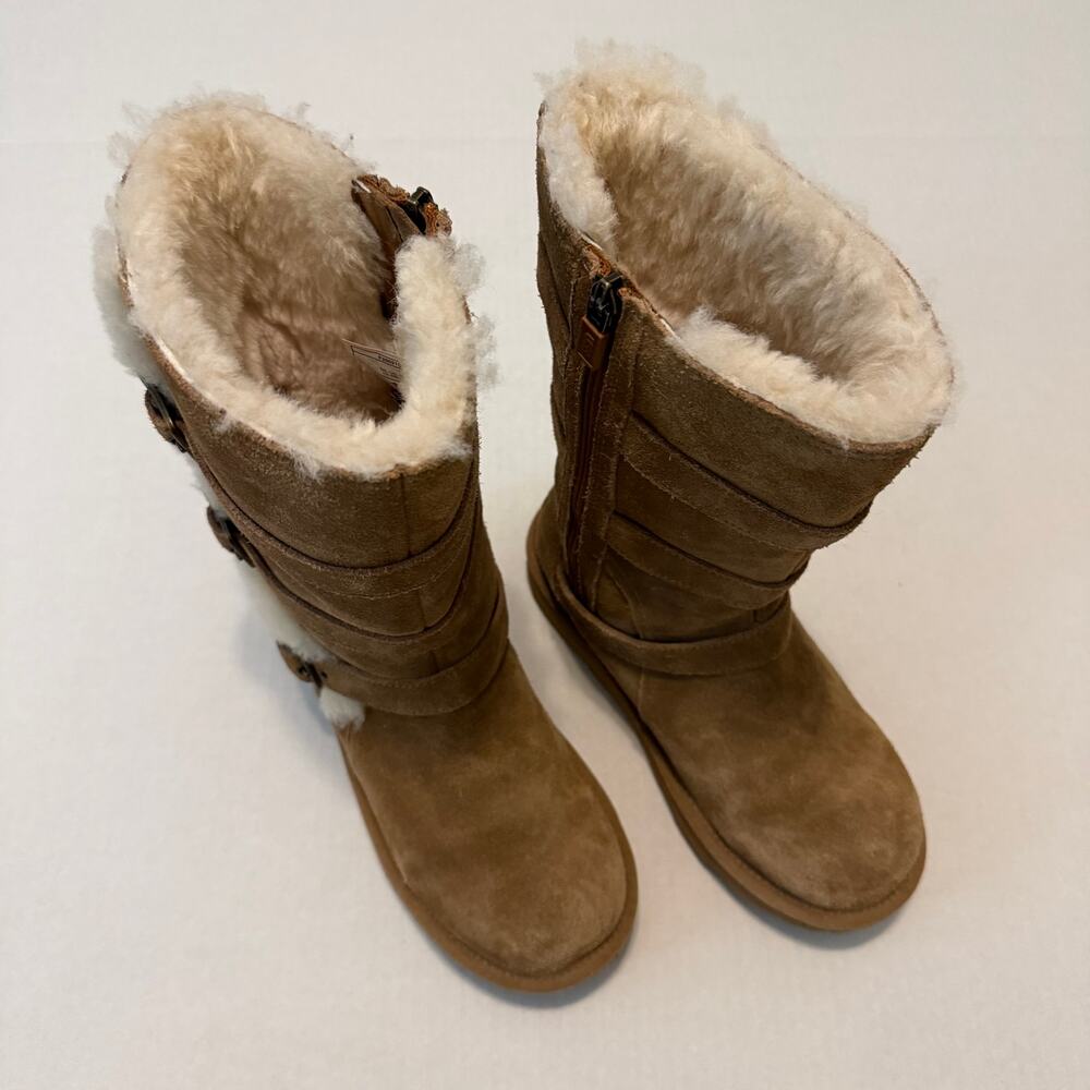 UGG Australia Maddi II Boots Brown Suede UGGPlush Shearling Kids 3Y